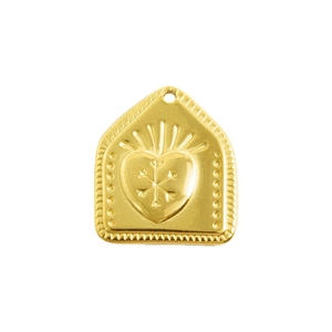 18k gold plated heart pendant with snowflake engraving for DIY necklace and bracelet