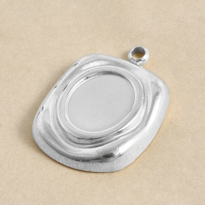 Detailed view of square 304 stainless steel pendant base for DIY jewelry making