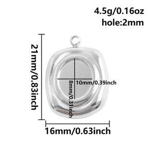 Detailed size measurement of a 304 stainless steel oval bezel tray pendant for DIY jewelry