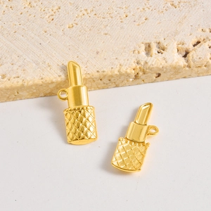 Pendentifs rouges à lèvres dorés avec motif losange et anneau pour bijoux DIY