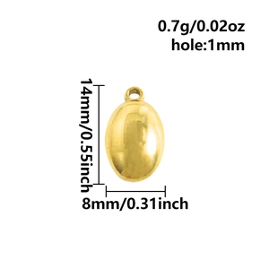 Detailansicht der 14x8mm Maße des ovalen Anhängers aus poliertem 304 Edelstahl für Schmuck