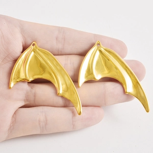 Polished golden stainless steel bat wing pendant charms for DIY jewelry making