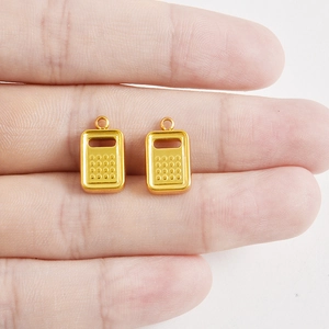Golden stainless steel calculator charm pendant for DIY necklace and bracelet jewelry