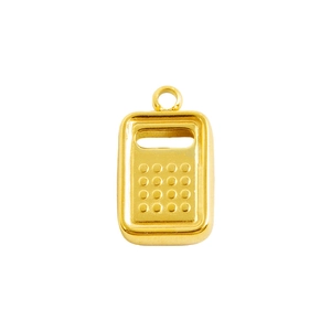 Polished gold calculator pendant made of stainless steel for DIY necklaces and bracelets