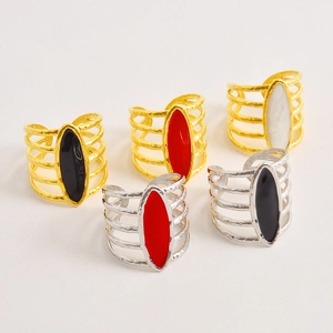 18K gold plated stainless steel open rings with colorful enamel drip bar design