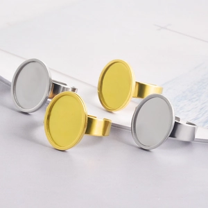 Adjustable 18k gold plated stainless steel oval ring base for DIY jewelry making