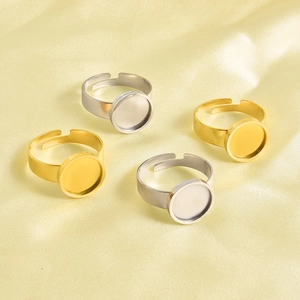 Bases de anillos ajustables de acero inoxidable oro y plata para joyería artesanal