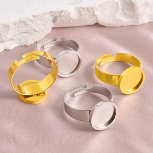 Bases de anillo ajustables de acero inoxidable con soportes planos para joyería DIY