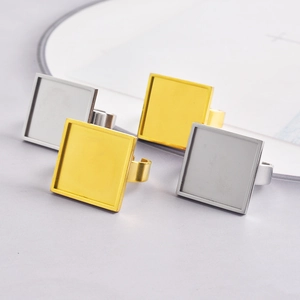 Basi per anelli quadrati regolabili in oro e argento per la creazione di gioielli DIY