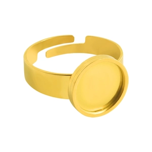 Bases de anillo ajustables doradas con base redonda plana para joyería artesanal DIY