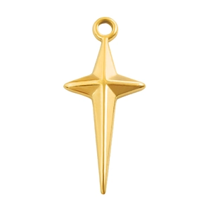 Polished 18k gold plated cross star pendant charm with top ring for DIY jewelry making