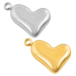 Polished 304 stainless steel heart pendants in gold and silver for DIY jewelry making