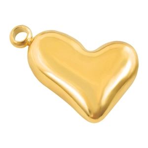 Polished 304 stainless steel heart pendant with gold finish for DIY jewelry necklaces