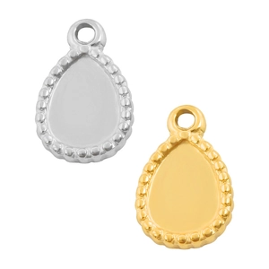 304 Stainless Steel Water Drop Pendant Base For DIY Jewelry Making Milgrain Edge Teardrop Charms For Necklace Bracelet Keychains