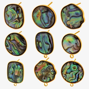 Pendientes de Botón Geométricos de Concha de Abulón Natural Acero Inoxidable 304 Colgantes de Gota de Agua Mujer Accesorios Joyería DIY