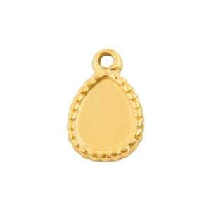 304 stainless steel teardrop pendant with gold milgrain edge for DIY jewelry making