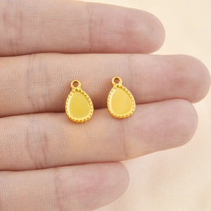 Golden teardrop pendant charms with milgrain edge for DIY necklace and jewelry making