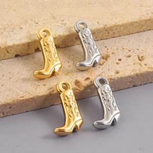 Set di 4 ciondoli a stivale da cowboy in acciaio inox oro e argento per gioielli fai-da-te