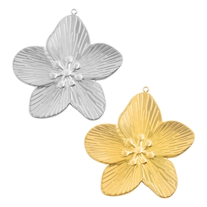 Großer 304 Edelstahl Blumenblatt Anhänger DIY Schmuckherstellung Zubehör Für Halskette Mode Floraler Anhänger Für Damen