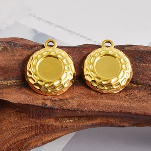 Gouden ronde roestvrijstalen hangers met gehamerde textuur voor DIY-sieraden maken
