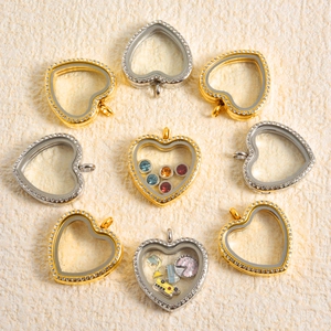 304 Stainless Steel Heart Floating Locket Pendant With Rhinestone Glass Openable Memory Photo Frame Locket DIY Jewelry