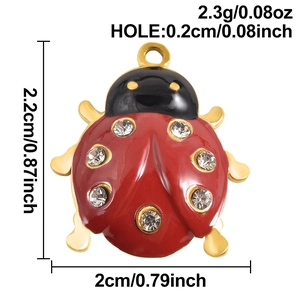 Tabella delle dimensioni del ciondolo coccinella con smalto rosso e strass