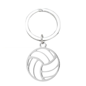 Porte-clés de volleyball minimaliste en acier inoxydable avec pendentif ballon évidé
