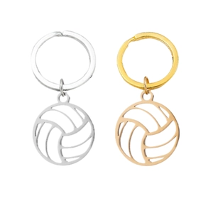 Porte-clés en Acier Inoxydable Volleyball Design Évidé Anneau de Clé de Sport Cadeau Homme Petit Ami Or Argent