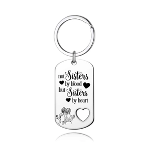 Stainless Steel Sisters Heart Cutout Keychain Friendship Gift Engraved Key Ring For Best Friend Women Accessory