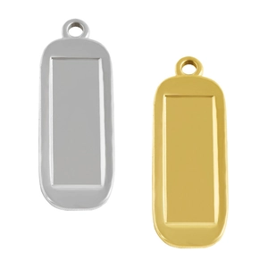 Vista dettagliata dei ciondoli rettangolari in acciaio inossidabile oro e argento DIY