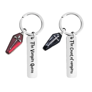 Vampire Coffin Cross Stainless Steel Keychain Gothic Vintage Pendant Jewelry For Halloween Party Gift Vampire Queen Count