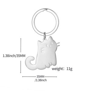 Simpatico portachiavi a gatto in acciaio inox per borse con misura 35mm e peso 11g
