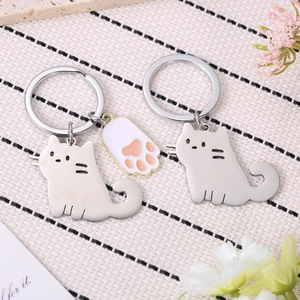 Set portachiavi gatto in acciaio inox con ciondolo a zampa per regalo zaino