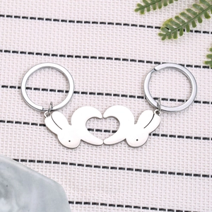 Cartoon Heart Bunny Stainless Steel Keychains Matching Bunny Pendant Jewelry Best Friend Gift Accessories Fashion
