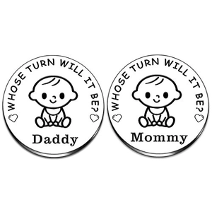 Pièce de Décision pour Parents en Acier Inoxydable Cadeau Nouveaux Parents Décideur Amusant pour Fête de Naissance