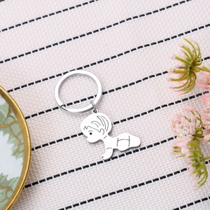 Cartoon crawling baby stainless steel keychain accessory for newborn family gifts