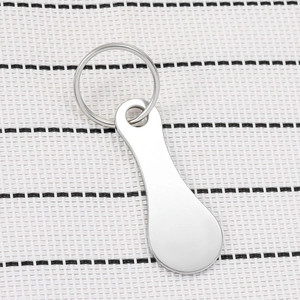 Porte-clés jeton de caddie en acier inoxydable avec pendentif goutte d'argent poli