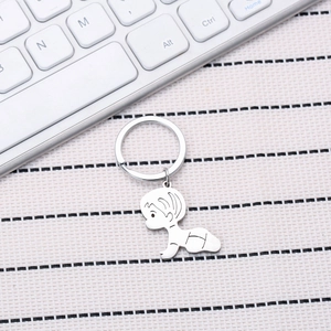 Polished stainless steel keychain with a cute crawling baby pendant for newborns