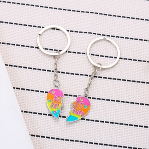 Colorful gradient alloy heart-shaped Best Friends split keychain set for BFF gift