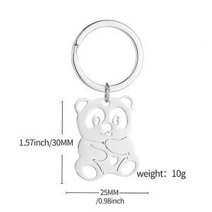 Porte-clés panda en acier inoxydable pour couples avec détails de taille et de poids