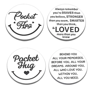 Pièce Commémorative Pocket Hug en Acier Inoxydable Lettrage Inspirant Recto Verso Cadeau Souvenir pour Amis Famille