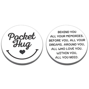 Jeton Pocket Hug en acier inoxydable avec gravure inspirante pour un cadeau recto verso unique