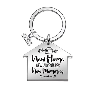 New Home 2026 Edelstahl-Haus-Schlüsselanhänger mit graviertem Einweihungs-Zitat graviert