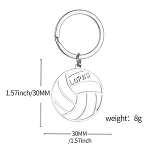 Silver hollow volleyball keychain with LOPES engraving 30MM stainless steel pendant
