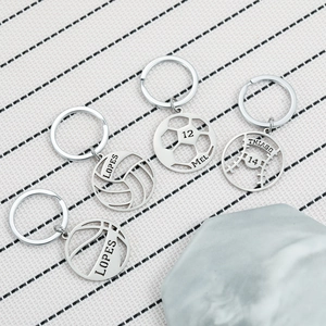 Stainless Steel Hollow Sports Ball Keychain Tennis Football Volleyball Basketball Pendant Key Ring For Car Bag Unisex Gift
