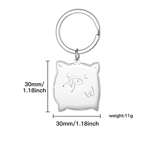 Cartoon pig stainless steel keychain with dimensions 30mm 1.18 inch and weight 11g