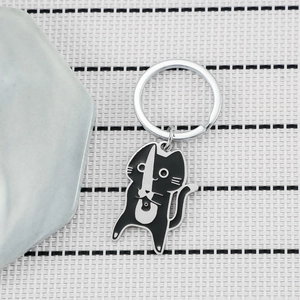 Cute Cartoon Stainless Steel Keychain Funny Knife Cat Kitten Pendant Backpack Bag Charm Decorative Unique Gift Accessories