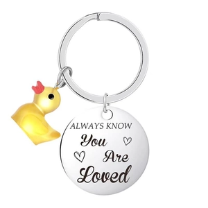 Porte-clés canard mignon avec plaque gravée Always Know You Are Loved cadeau affectueux