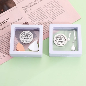 Decision coin gift set for couples with stainless steel coins and food miniatures