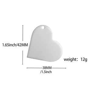Polished stainless steel heart pendant for DIY keychains with 42mm size dimensions